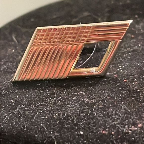 Vintage 1950s MCM Art Deco Fosters mixed metal gold tone whale back cuff links - Picture 2 of 15